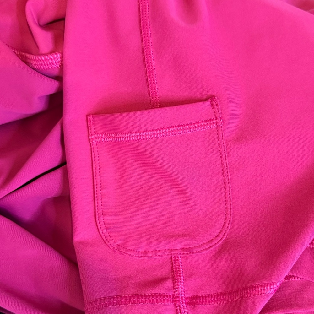 Pink Halter-Style Zip-Front Athletic Dress with White Trim - Picture 7 of 9
